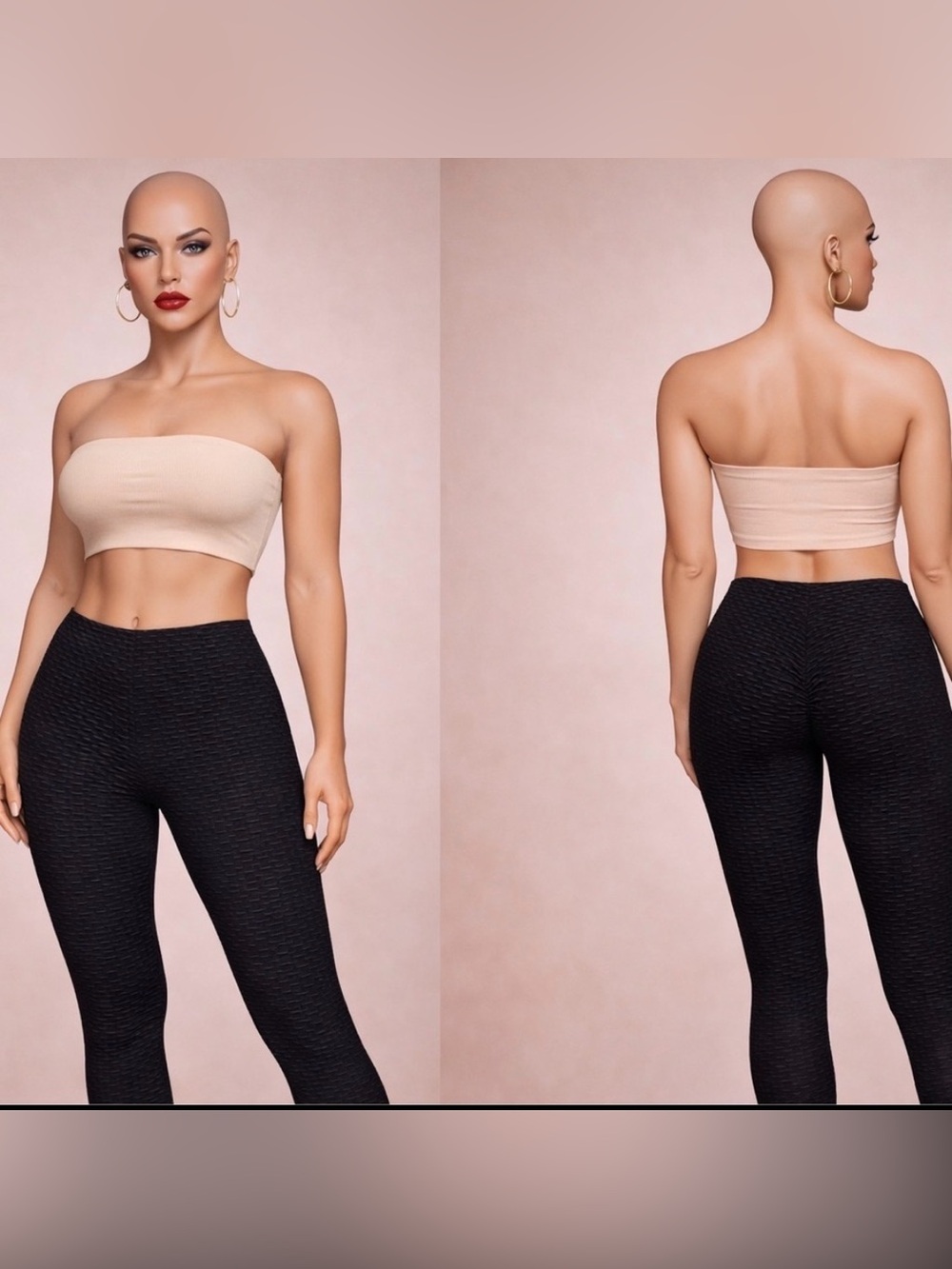 Textured High Waisted Scrunch Butt Compression Leggings Black Women’s Large NWOT